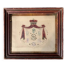 Tableau ancien, blason peint à la main, armoiries, XIXème