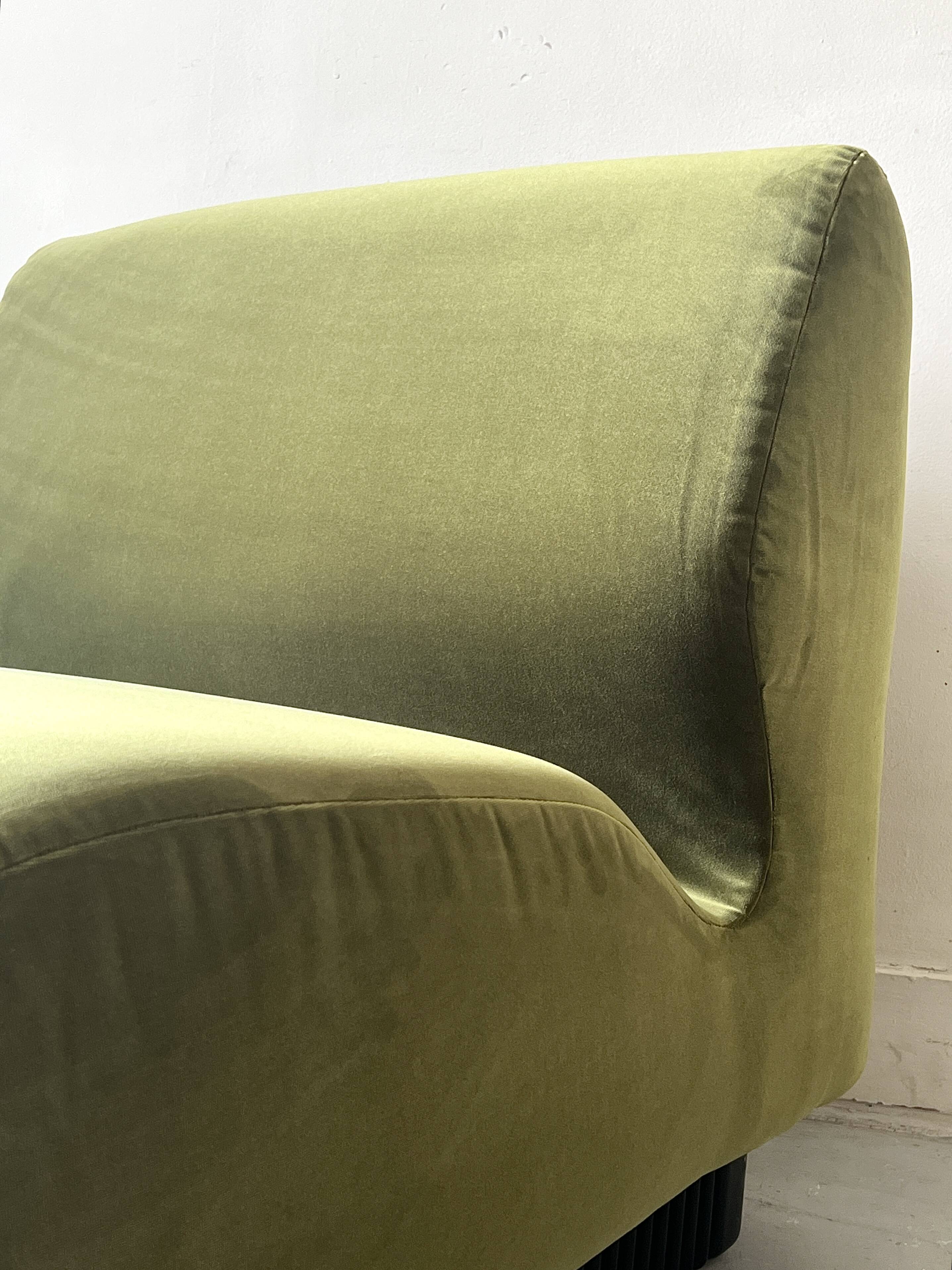 Olive green velvet armchair Slipper Chair Herman Miller USA 1970
