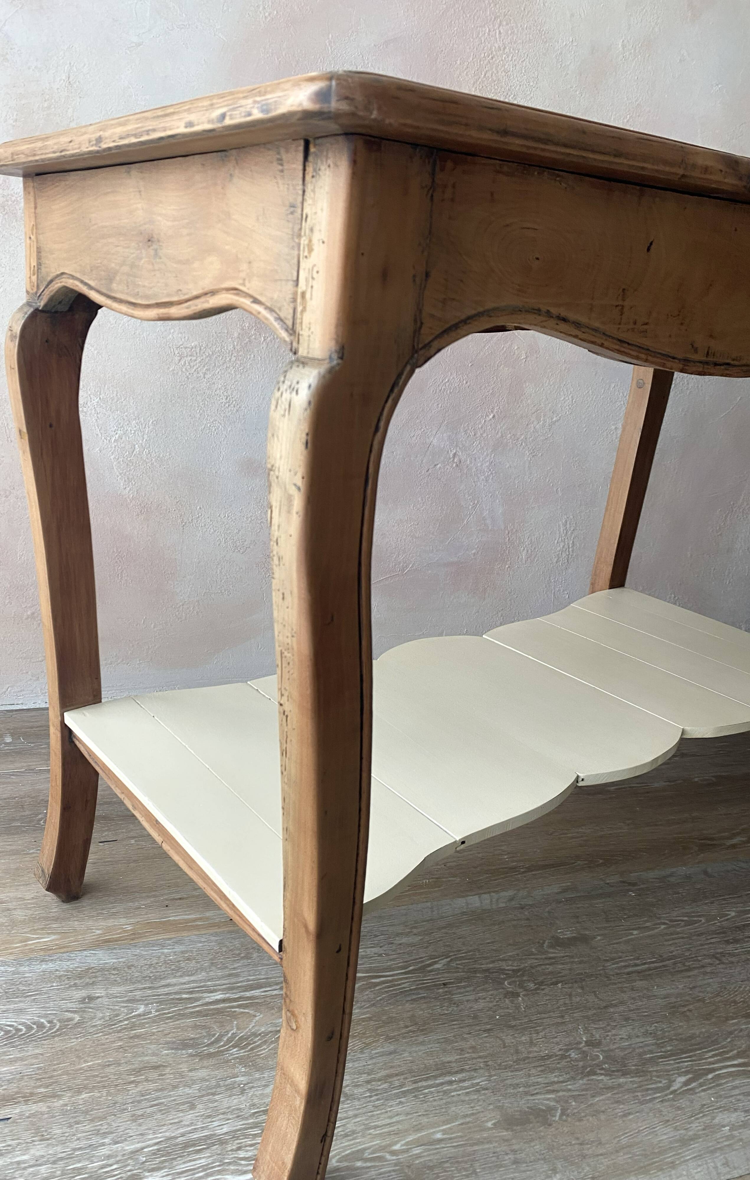 Old console in solid cherry wood - rustic Louis XV style