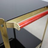 Brass service dessert set with black glass, Germany, 1970s