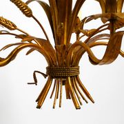 Beautiful 1970s gold-plated 5-arm tall metal chandelier by Hans Kögl