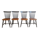 Set of 4 danish chairs mid century by Ilmari Tapiovaraa