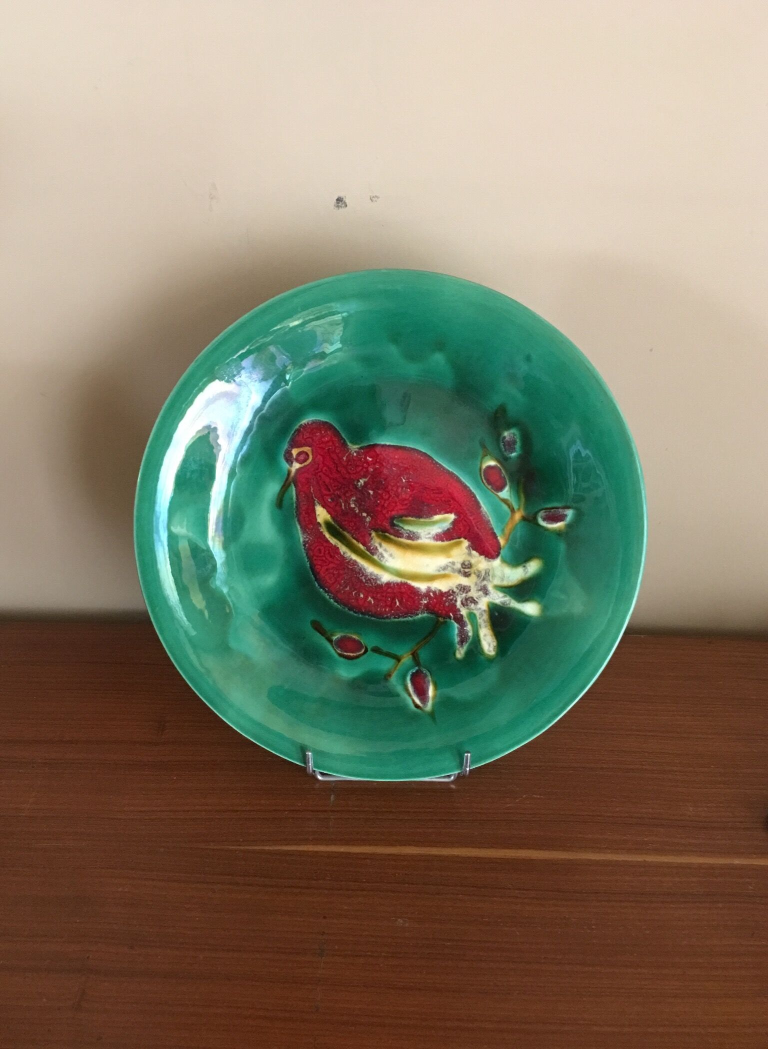 Large vintage ceramic dish by D WERTEL