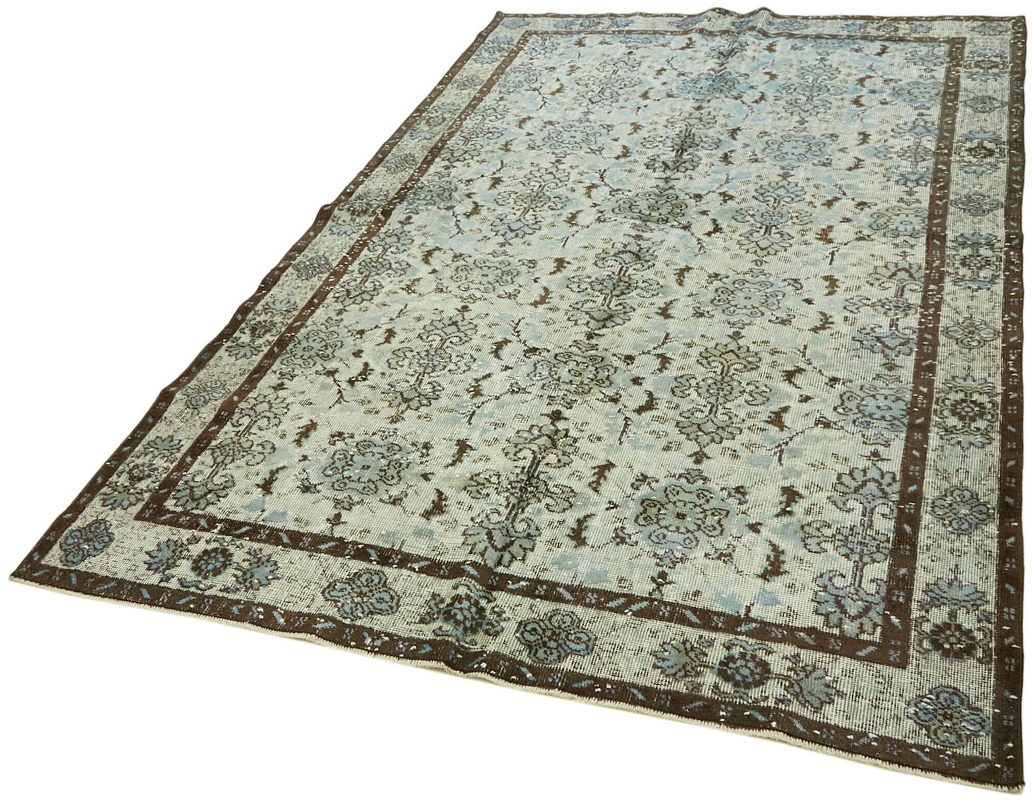 Handmade distressed oriental 1980s 190 cm x 300 cm blue rug