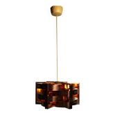 Copper pendant light by Werner Schou for Coronell Electro, Denmark, 1969.