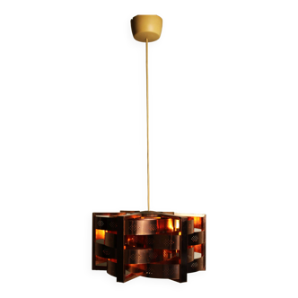 Copper pendant light by Werner Schou for Coronell Electro, Denmark, 1969.
