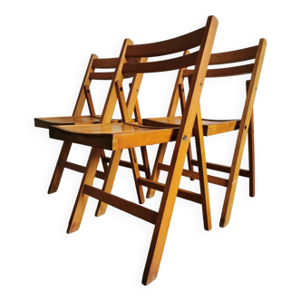 Set of 3 adult wooden folding chairs