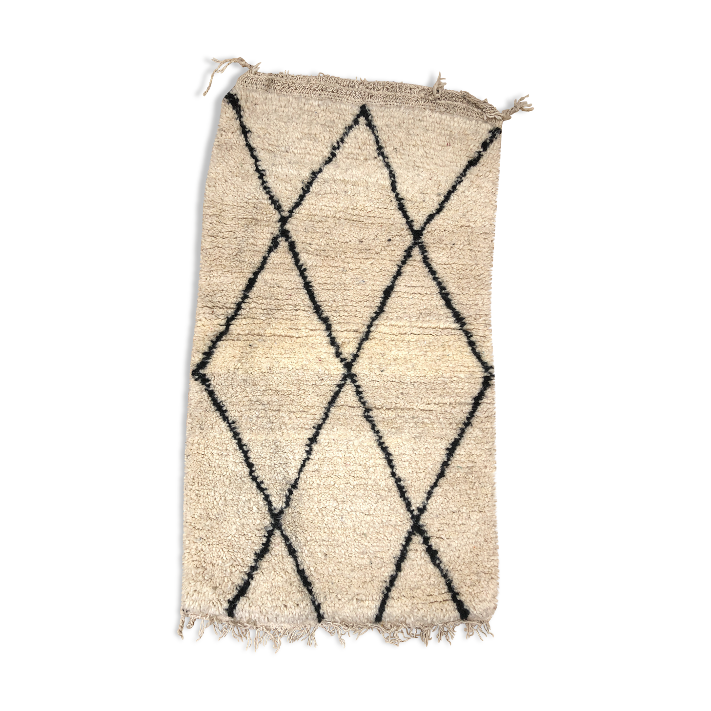 Moroccan Berber carpet Boujaad in Rhombus black 1, 31x0, 71m