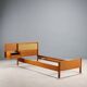 Lit vintage design with bedside table, teak veneer, fabric, 1960s.
