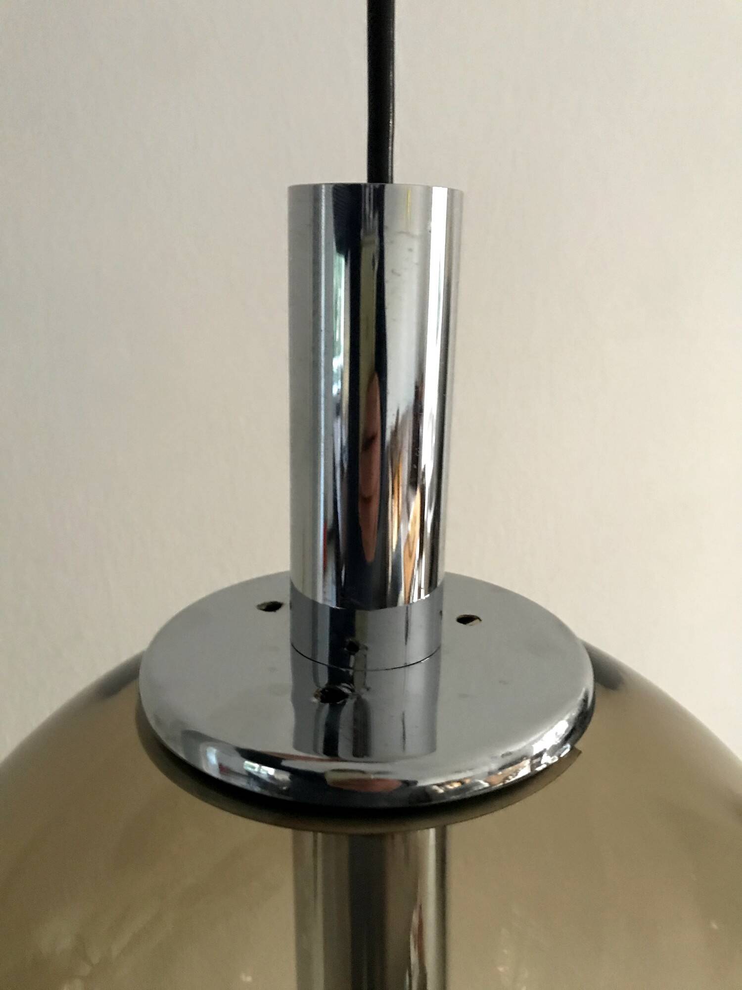 Vintage 70s smoked glass pendant light