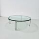 Table basse ronde vintage en verre et acier, signée Horst Brüning pour Kill International, années 1960