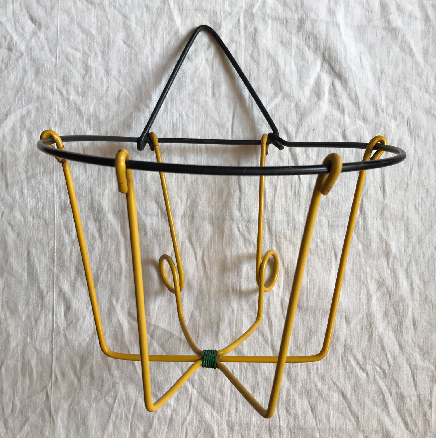Vintage plant support 60s yellow and black iron