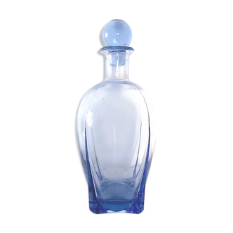 Blue glass art deco carafe