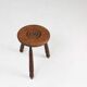Vintage Brutalist low oak Stool, Belgium 1960s