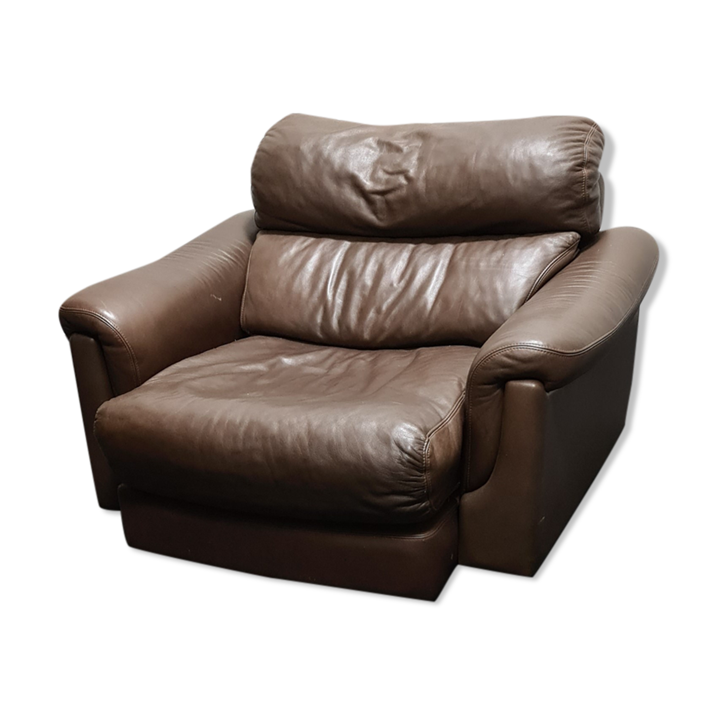 Fauteuil Rolf Benz en cuir brun vintage