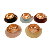 Tasses à café en porcelaine fine française , couleurs  et or