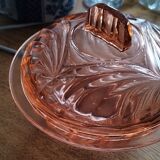 Candy dish, sugar bowl, pink glass box