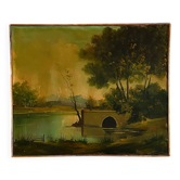 Oil on canvas The Old Bridge XX by A. (Armand) Silvestre.
