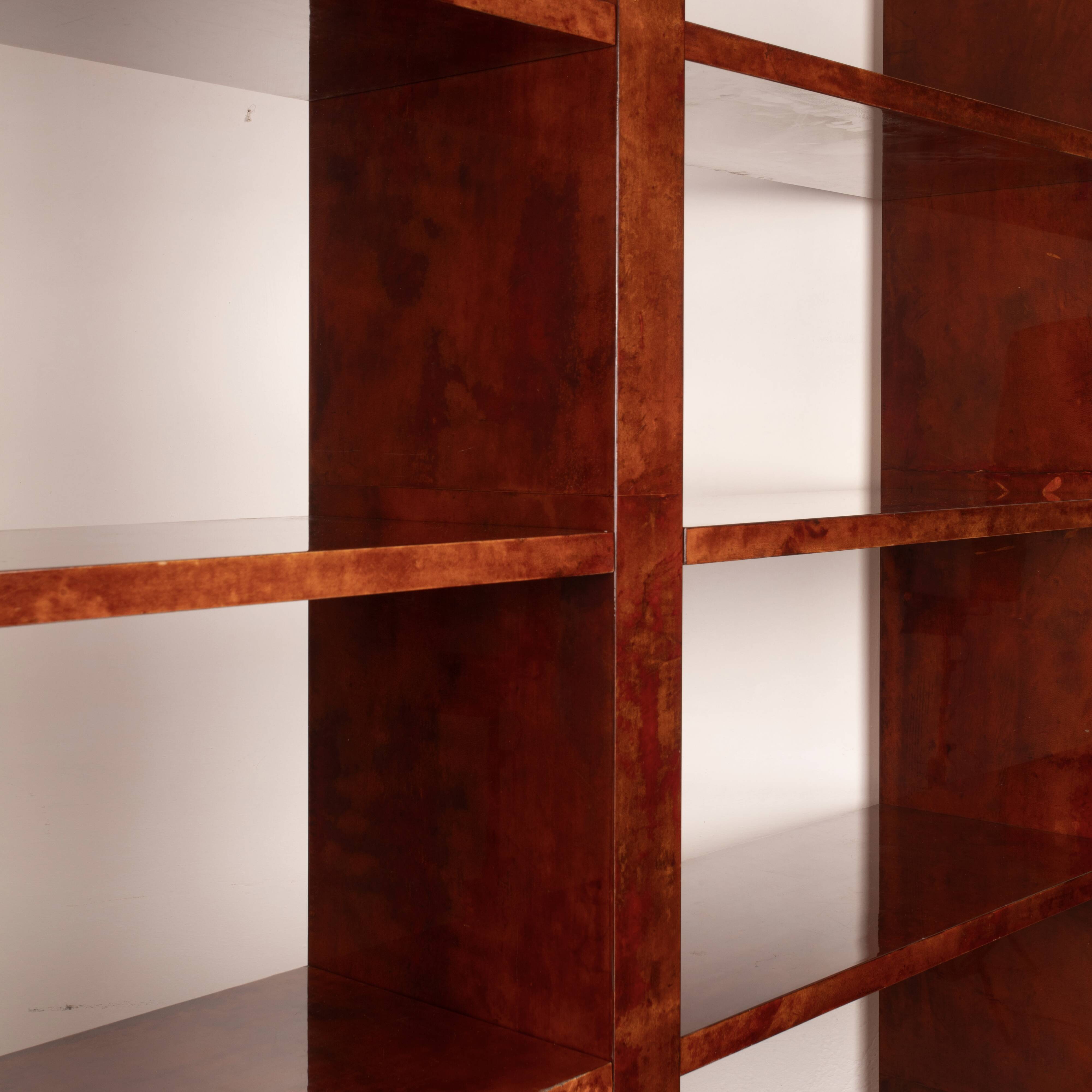 Parchment bookcase by Aldo Tura for Tura Milano 1960
