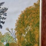 Painting / oil landscape river signed vintage 30x37.5