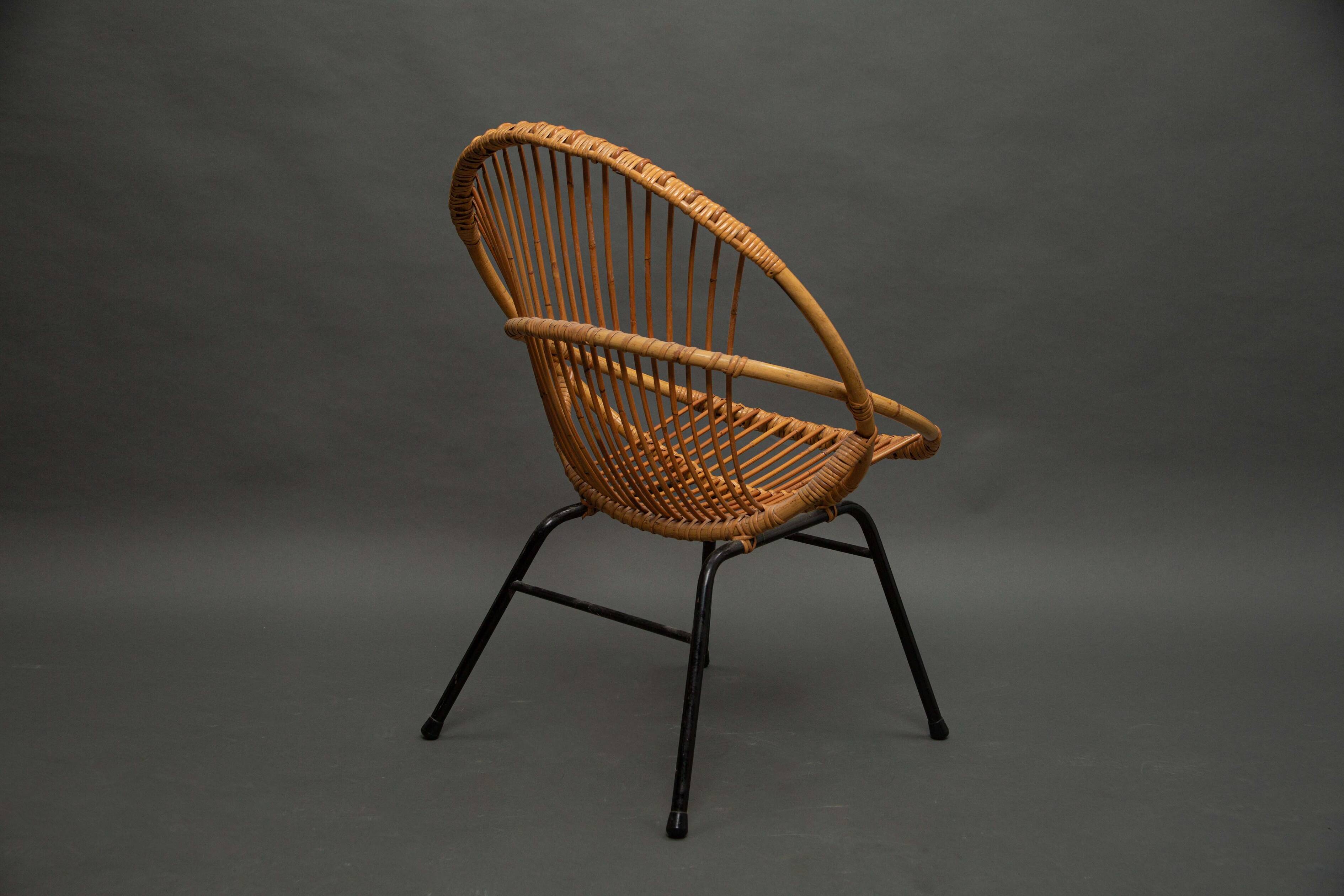Rohe Noordwolde rattan armchair, Netherlands 1950s
