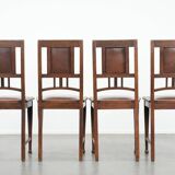 Set of four antique oak dining chairs in Art Nouveau style