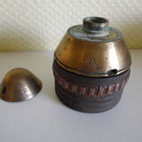 Ancien encrier de poilu - 1914/1918 - Artisanat de tranchées - Laiton, cuivre - Pièce de collection