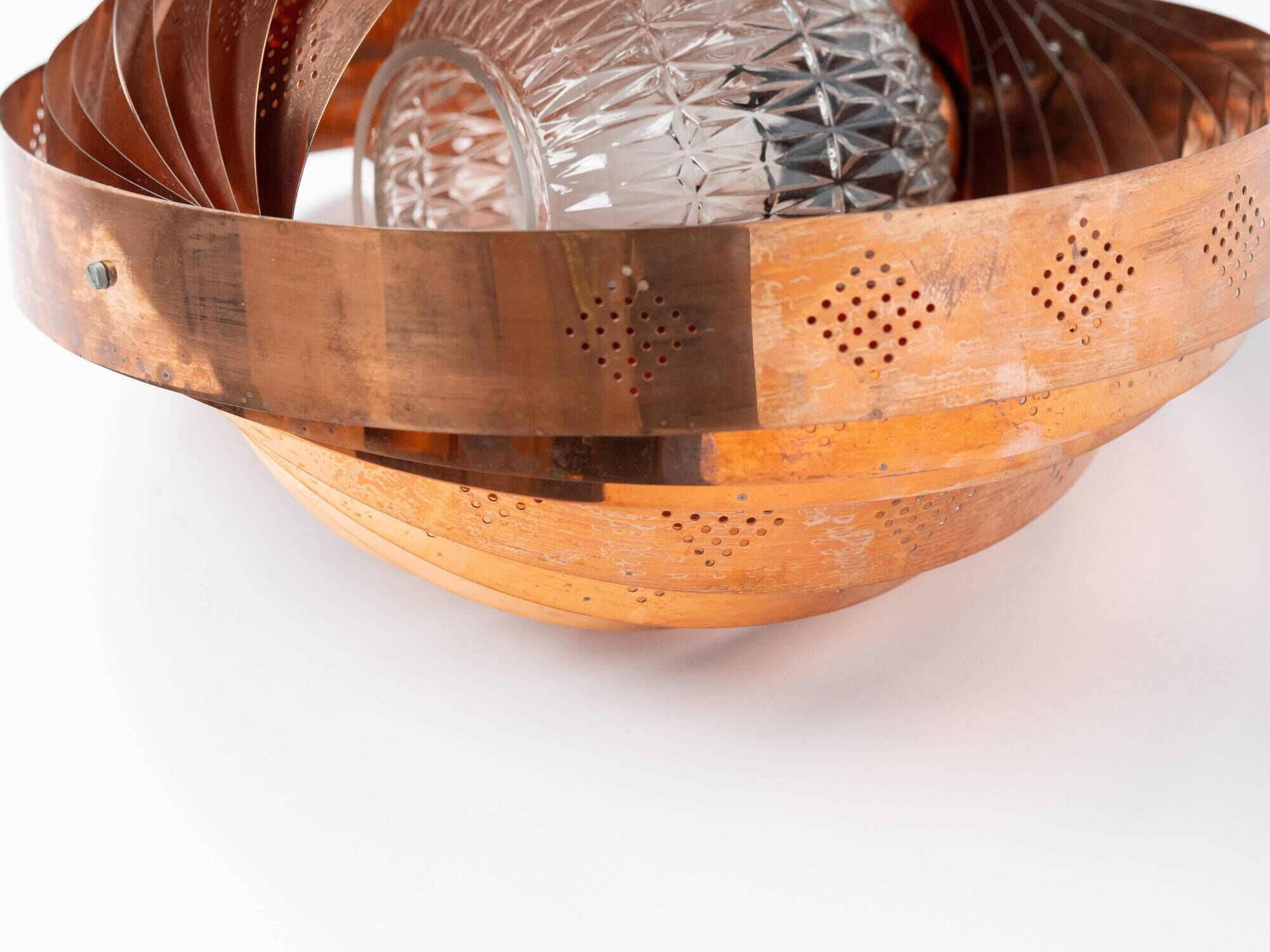 Vintage Moon Pendant Lamp by Werner Schou, Copper Scandinavian Design, Mid