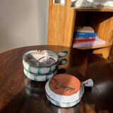 3 Vallauris fondue pots with thistle decoration by Etienne Daniel