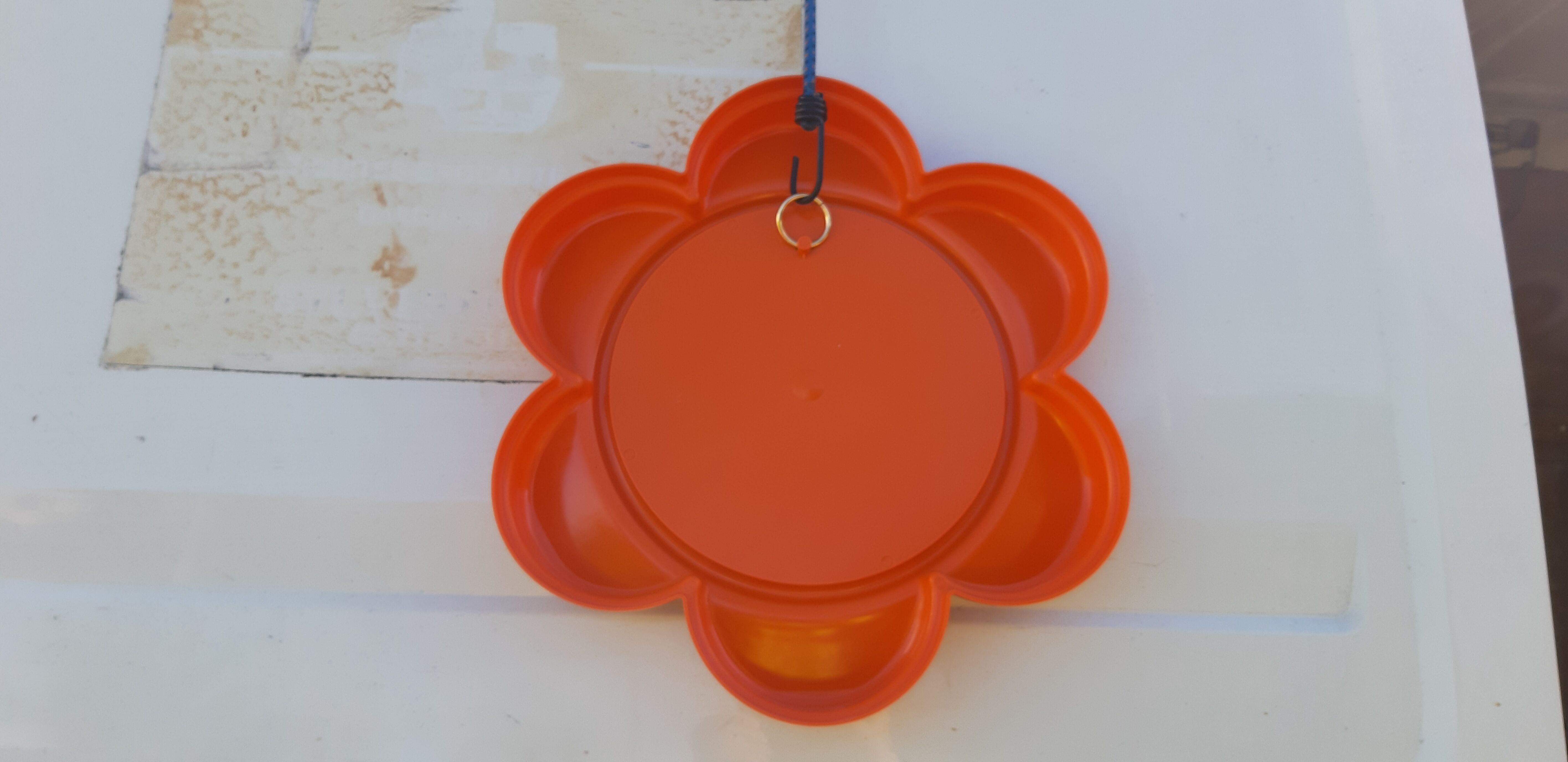 Vintage mirror from the 70s orange plastic flower