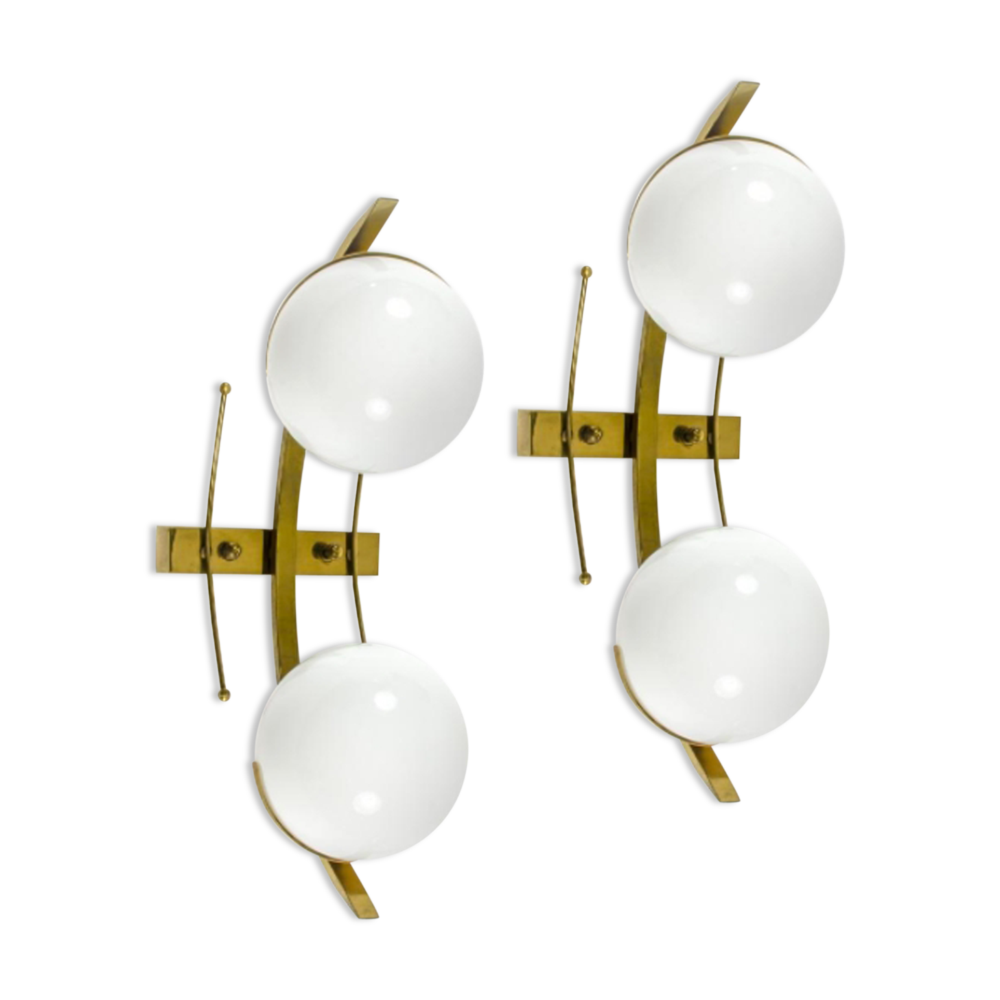 Pair of brass and glass