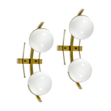Pair of brass and glass