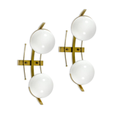 Pair of brass and glass