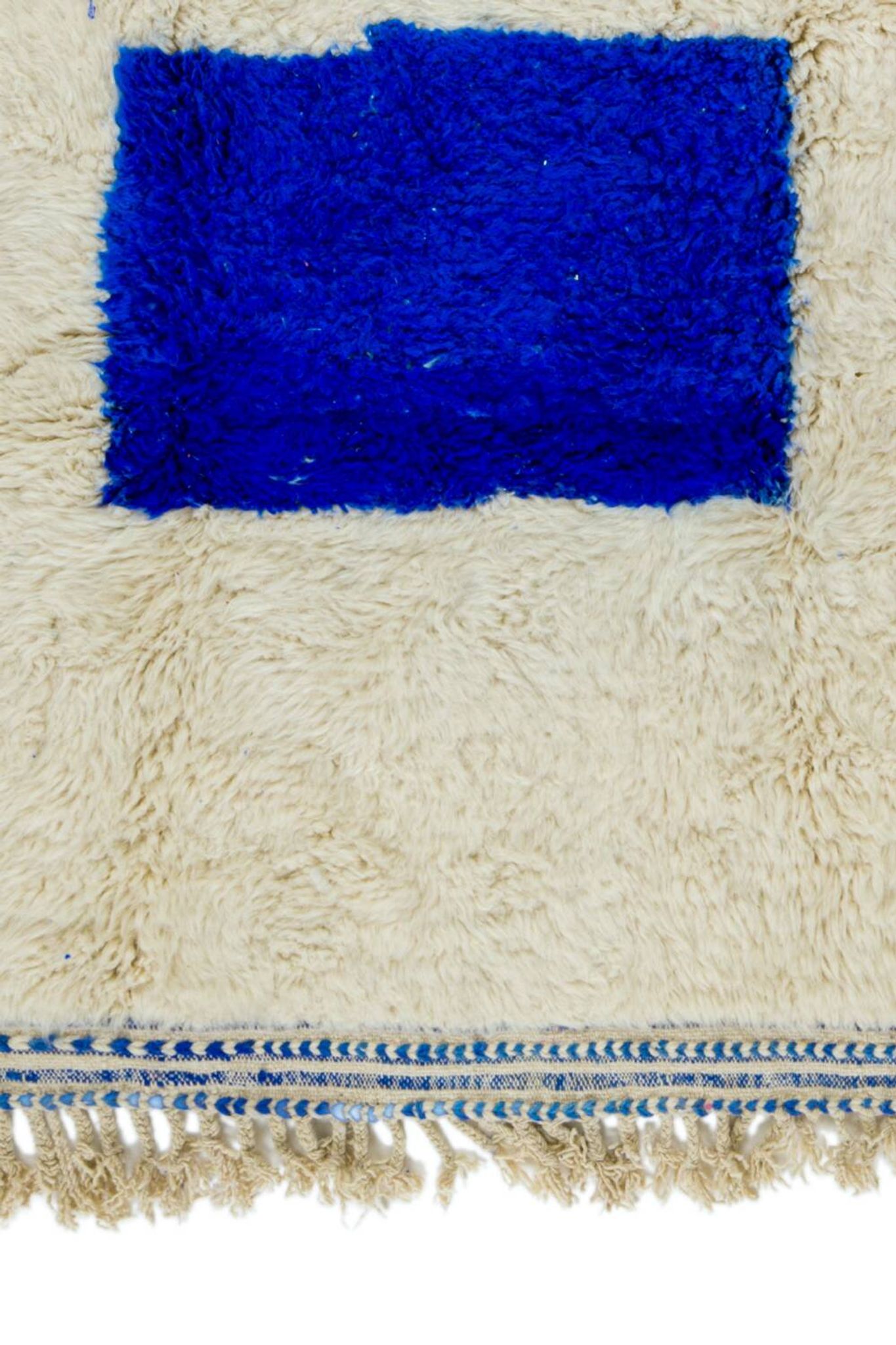 Modern Moroccan Berber Rug Klein Blue and White
