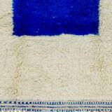Modern Moroccan Berber Rug Klein Blue and White