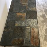 Wrought iron table slate tiles 1960