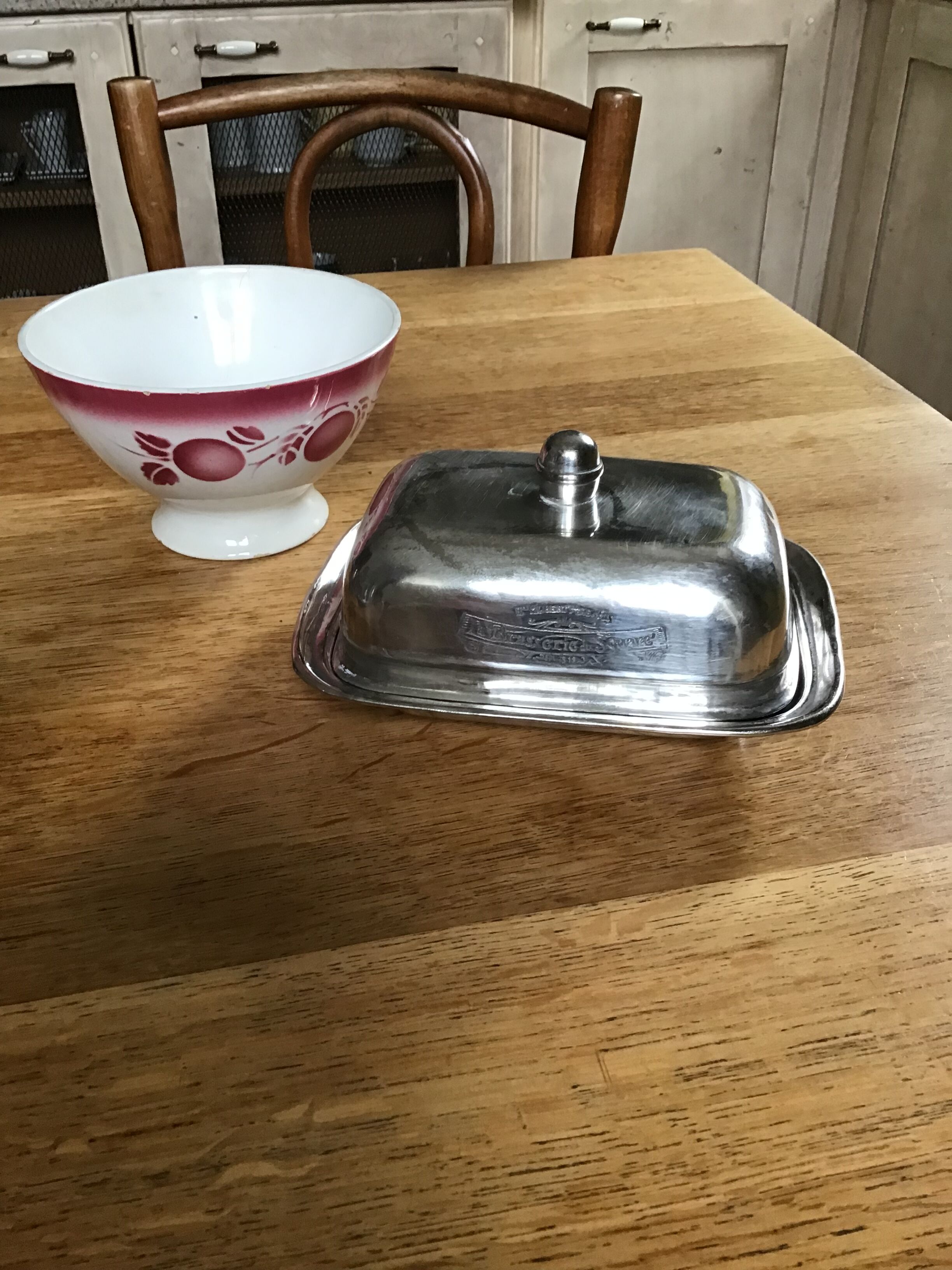 Butter dish metal and glass