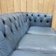 English Chesterfield 3-seater sofa in blue leather from the 1980s