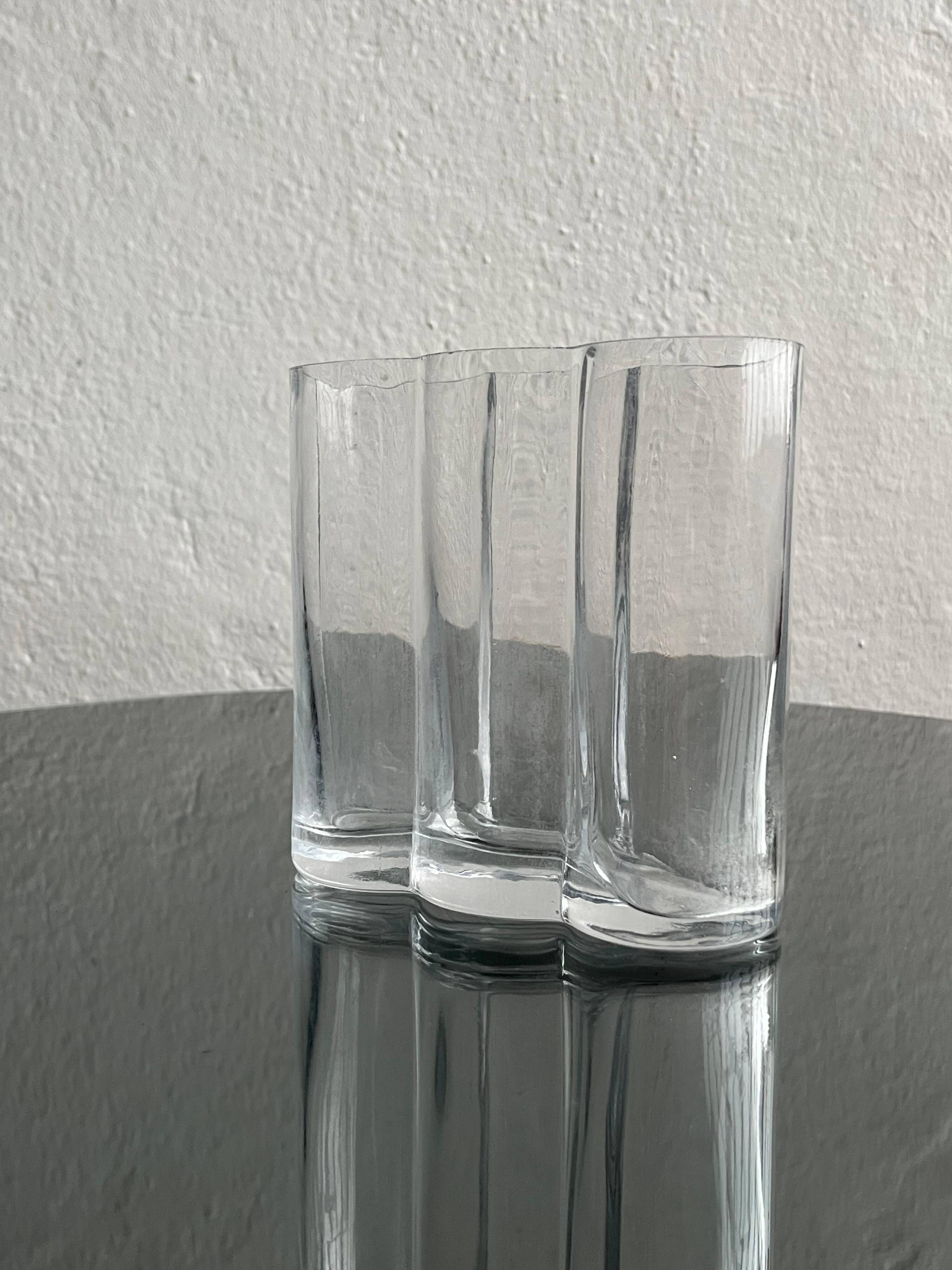 Beautiful Vintage Murano Modern Vase, cylinders  Clear Glass vase, 1970's