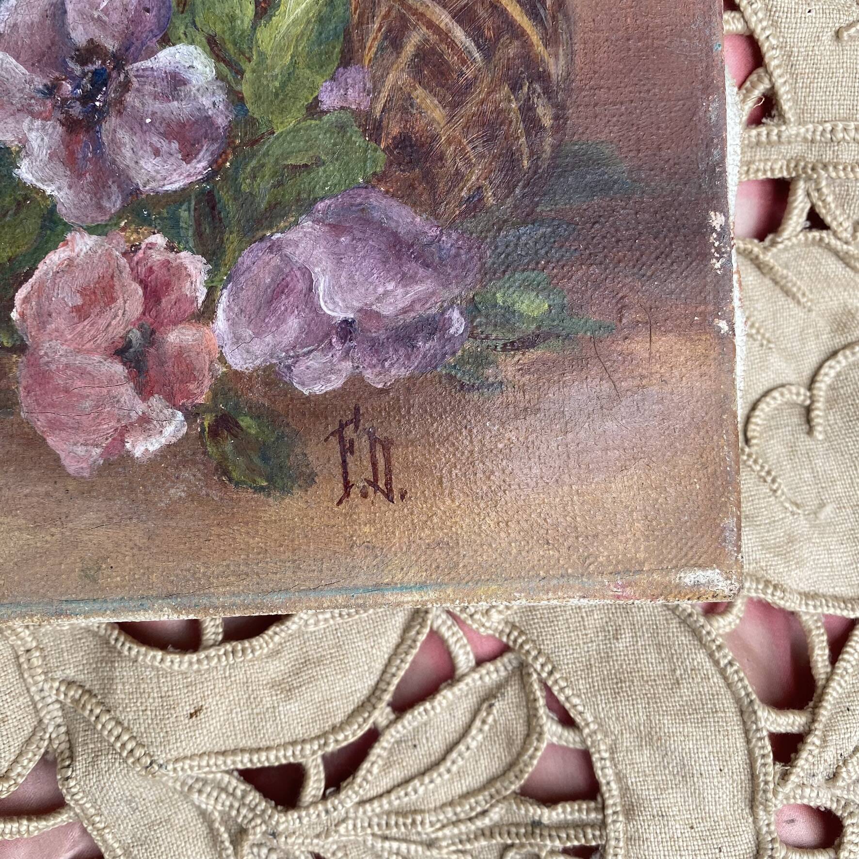 Painting bouquet, canvas on frame flowers 27X19.5