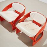 Joe Colombo Pair of Early 4801 Lounge Chairs for Kartell Italy 1964