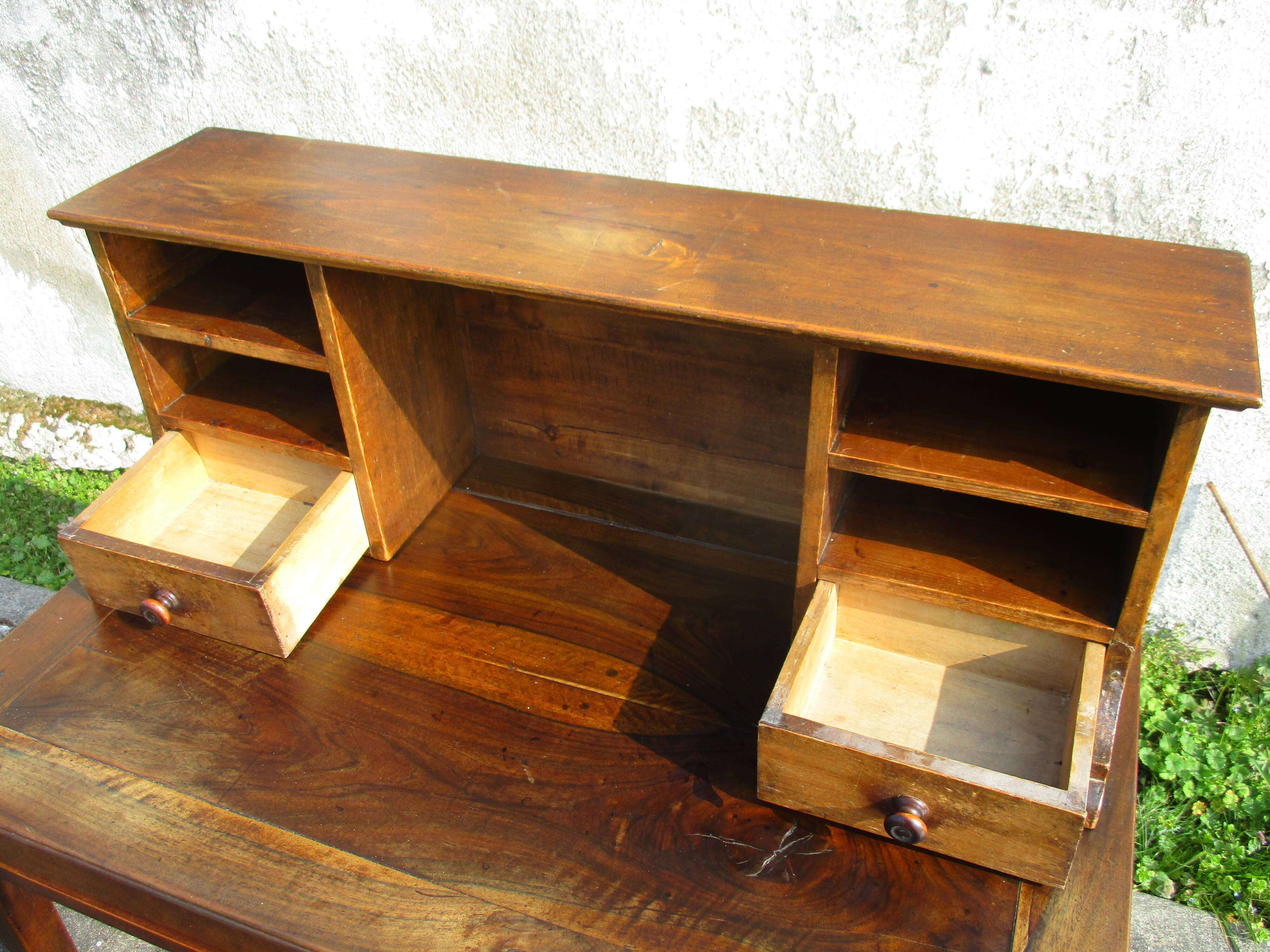 Walnut Secretary Stepped XIXth century Louis Philippe