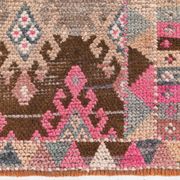 3x12 Pink & Brown Suğer Soft Modern Vintage Runner Rug, 92x376Cm