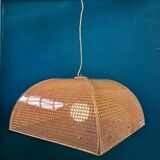 Plexiglass and Vienna straw chandelier.
