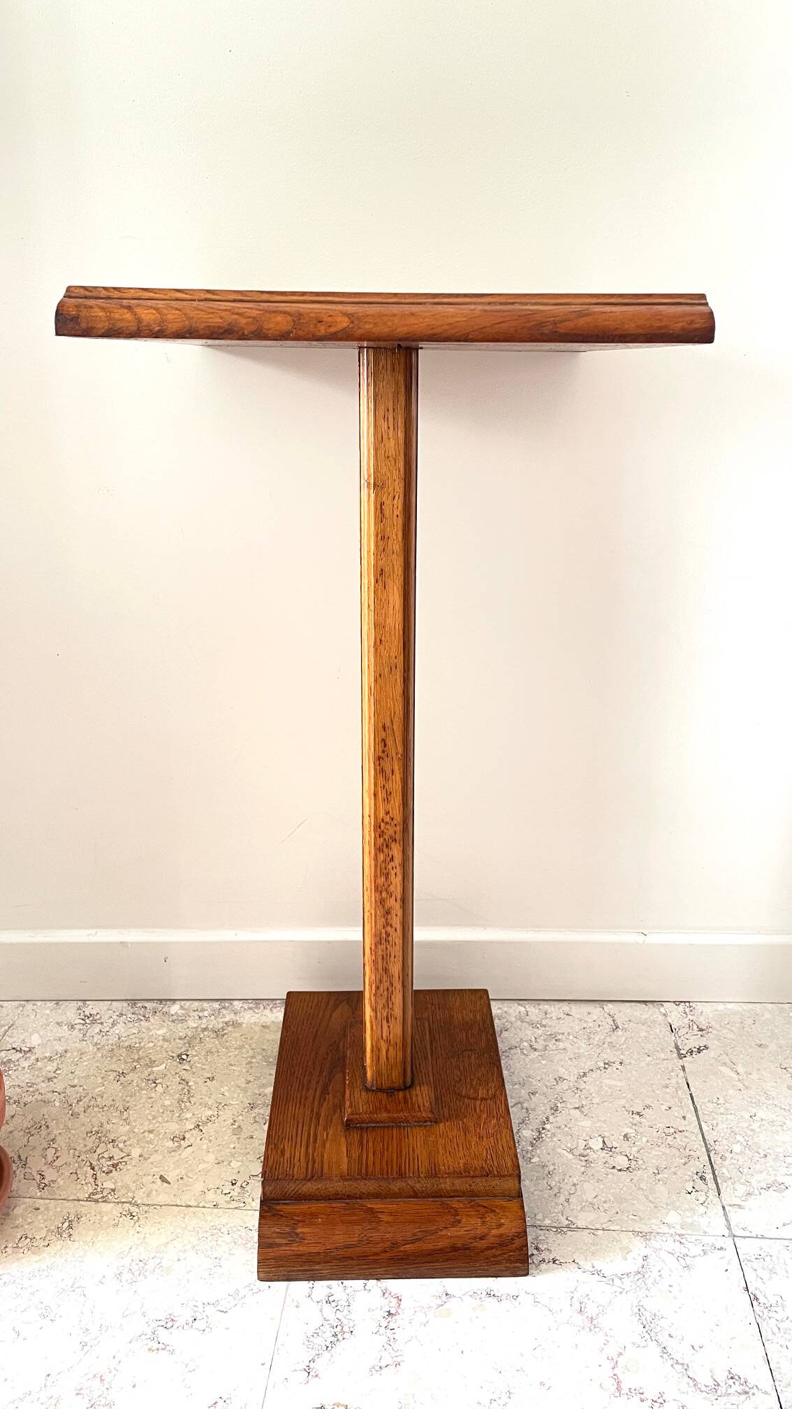 Vintage solid oak saddle plant holder