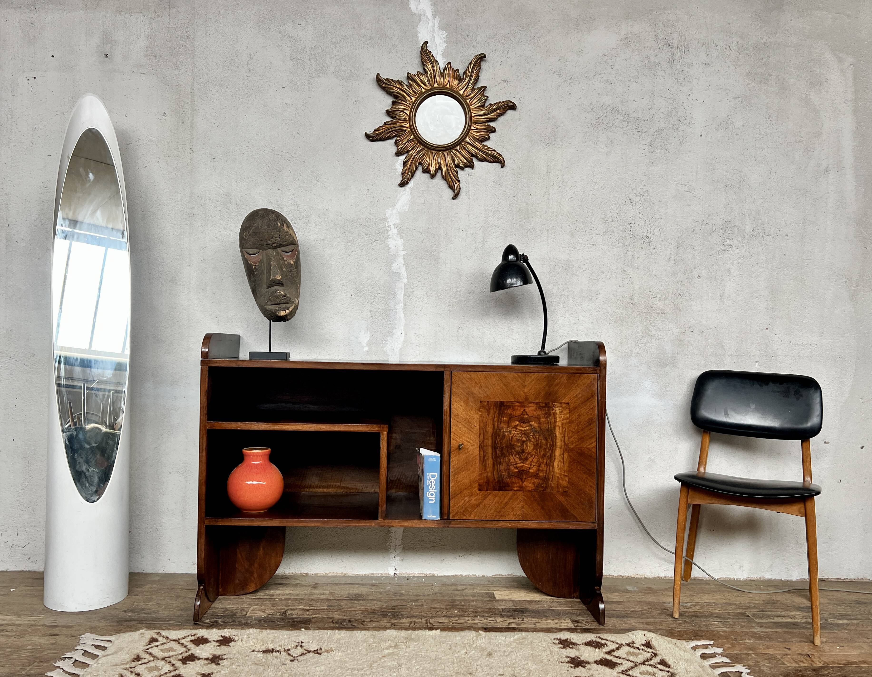 Art Deco shelf in wood and burl