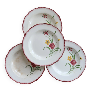 4 vintage deep plates, ironstone Salins model Pierrette