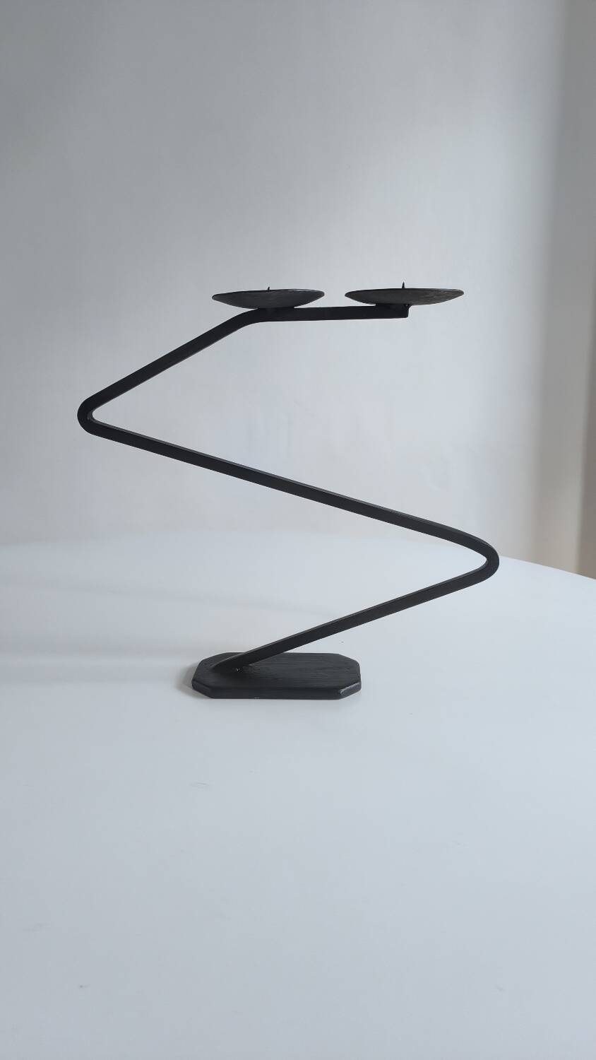 Brutalist wrought iron candle holder 1950