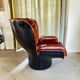 Fauteuil Elda de Joe Colombo coque noir cuir marron