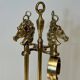 Neoclassical Brass Fire Tool Set with Horse Head Handles, in the